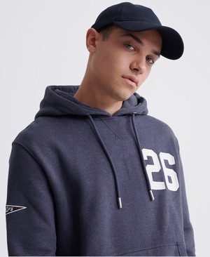 Superdry Classic Varsity Pennant Férfi Kapucnis Pulóver Kék | ZLTRV8264